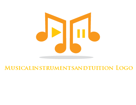 music notes with play and pause button logo