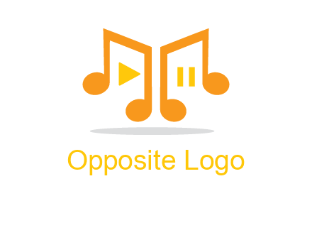 music notes with play and pause button logo