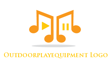 music notes with play and pause button logo