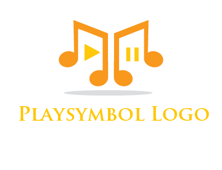 music notes with play and pause button logo