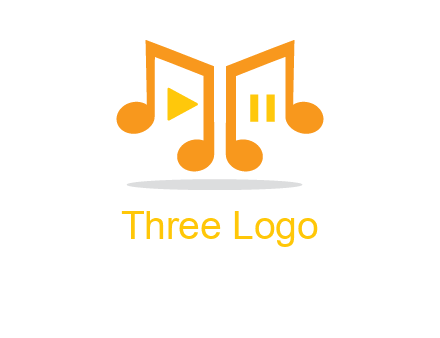music notes with play and pause button logo