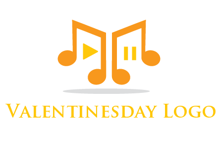 music notes with play and pause button logo