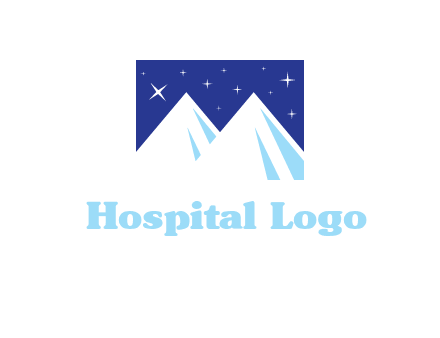 ski mountain peaks with stars icon