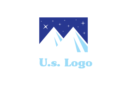 ski mountain peaks with stars icon