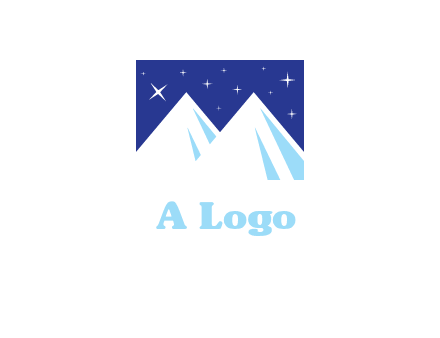 ski mountain peaks with stars icon