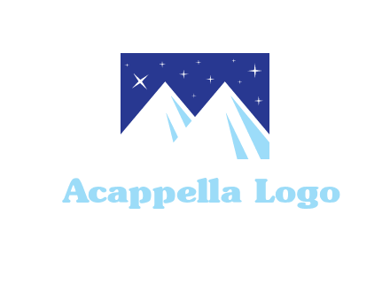 ski mountain peaks with stars icon