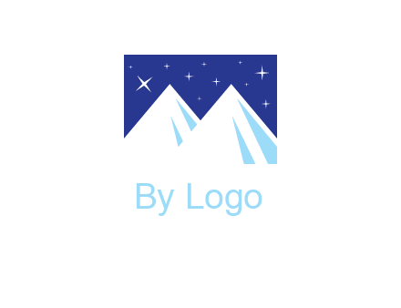 ski mountain peaks with stars icon