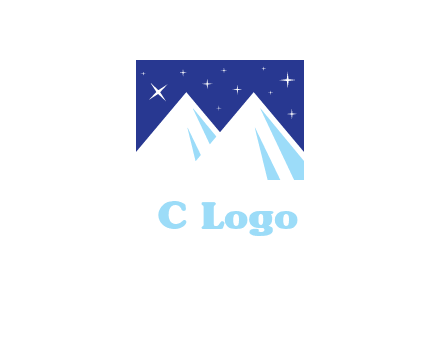 ski mountain peaks with stars icon