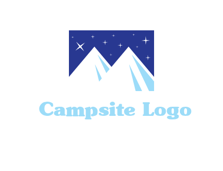 ski mountain peaks with stars icon