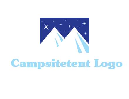 ski mountain peaks with stars icon