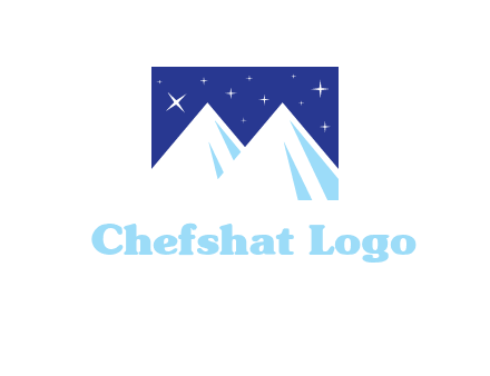 ski mountain peaks with stars icon
