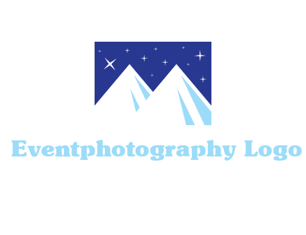 ski mountain peaks with stars icon