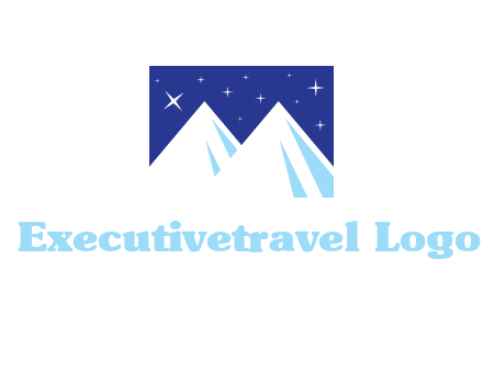 ski mountain peaks with stars icon