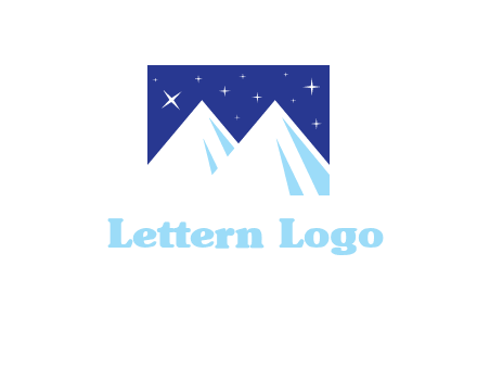 ski mountain peaks with stars icon