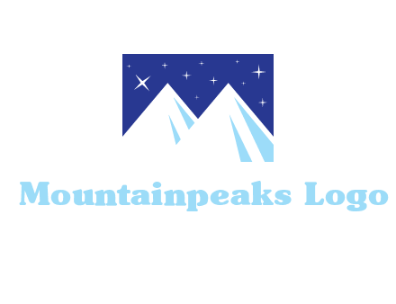 ski mountain peaks with stars icon