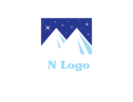 ski mountain peaks with stars icon