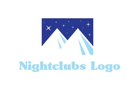 ski mountain peaks with stars icon