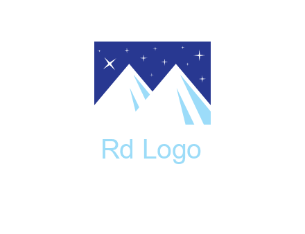 ski mountain peaks with stars icon