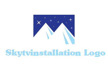 ski mountain peaks with stars icon