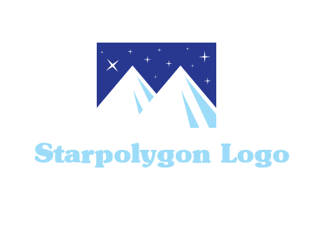ski mountain peaks with stars icon