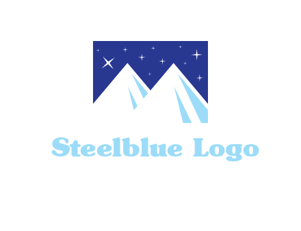 ski mountain peaks with stars icon