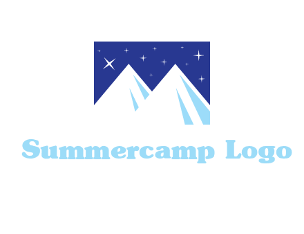 ski mountain peaks with stars icon