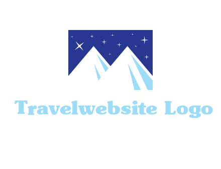 ski mountain peaks with stars icon