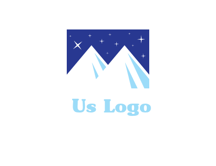 ski mountain peaks with stars icon