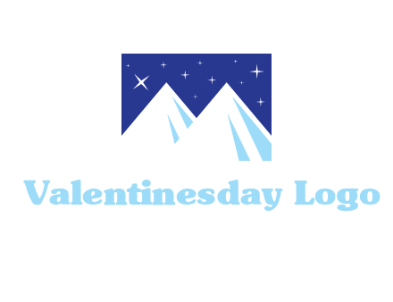 ski mountain peaks with stars icon