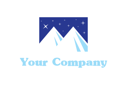 ski mountain peaks with stars icon