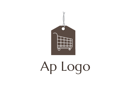 shopping cart on price tag logo