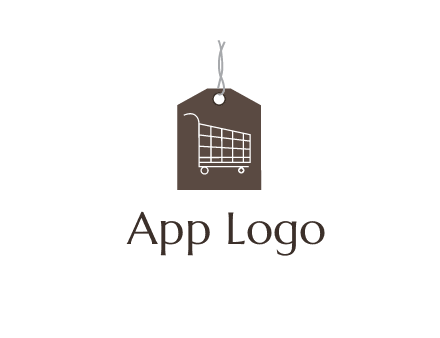 shopping cart on price tag logo