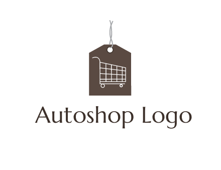 shopping cart on price tag logo