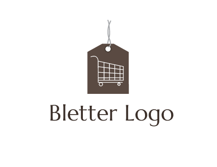 shopping cart on price tag logo