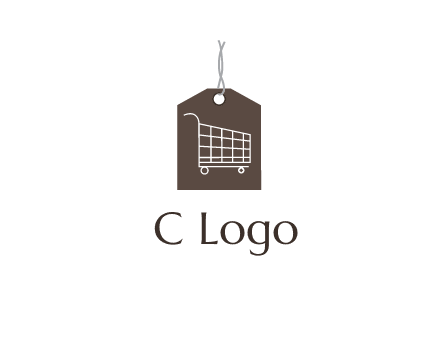 shopping cart on price tag logo