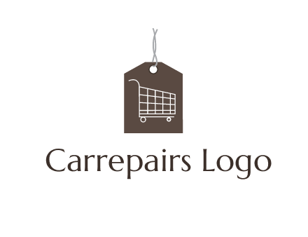 shopping cart on price tag logo