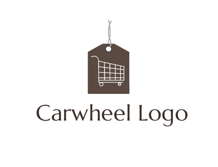 shopping cart on price tag logo