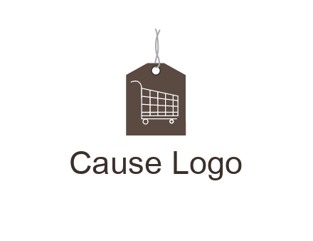 shopping cart on price tag logo