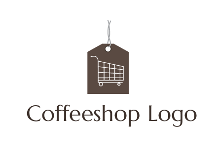 shopping cart on price tag logo