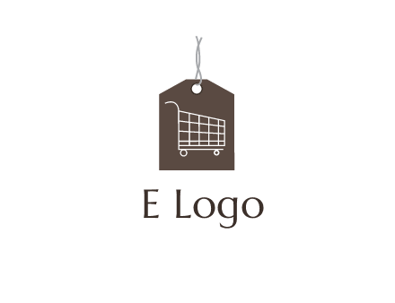 shopping cart on price tag logo