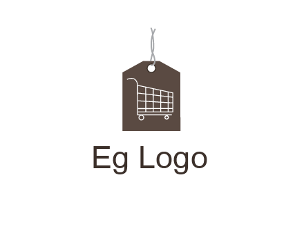 shopping cart on price tag logo