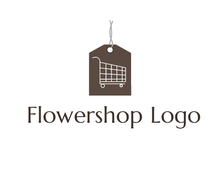 shopping cart on price tag logo