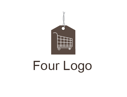 shopping cart on price tag logo