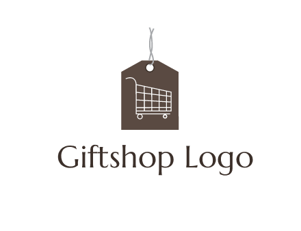 shopping cart on price tag logo