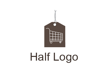 shopping cart on price tag logo