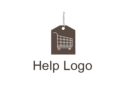 shopping cart on price tag logo