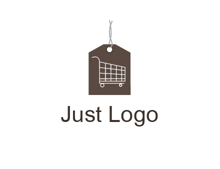 shopping cart on price tag logo