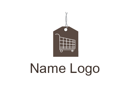 shopping cart on price tag logo