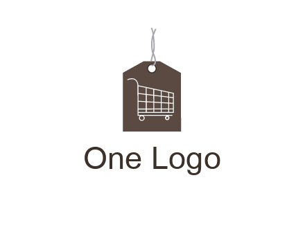 shopping cart on price tag logo