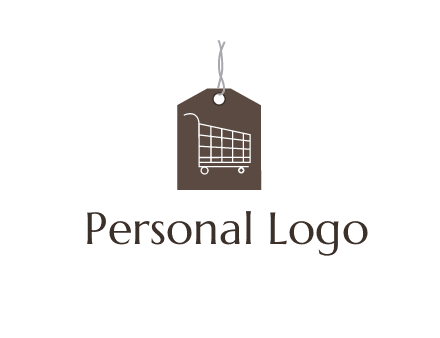 shopping cart on price tag logo